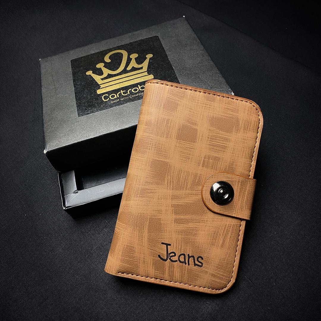 JS JUNOON Unisex PU Leather Tri-Fold Wallet – Textured Finish, 6 Card Holder Pockets & Zipper Coin Pocket, Stylish & Functional, 1 Pc