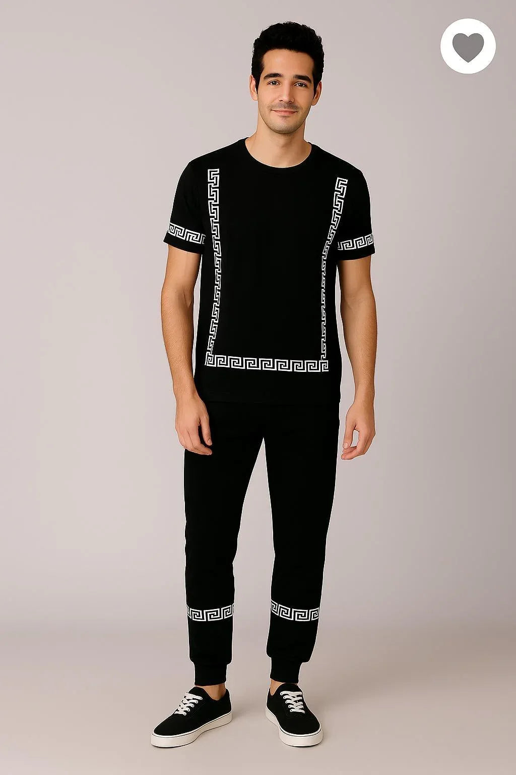 JS Junoon 2 Pcs Men’s Micro Interlock Printed Track Suit – Black Shirt & Trouser Set - JSJunoon.com