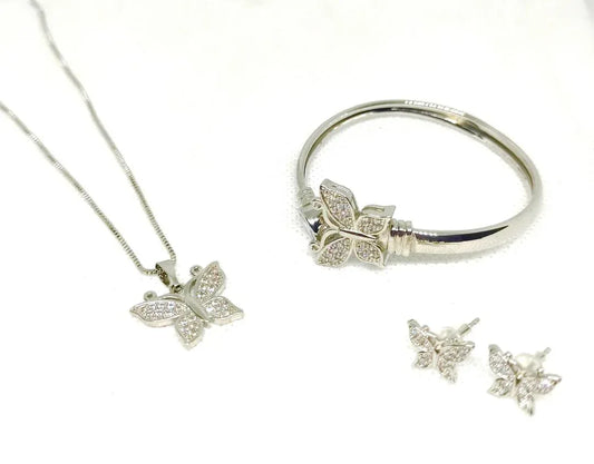 Elegant Alloy Pendant Set for Women – 4 Pcs Jewelry Set in Golden & Silver - JSJunoon.com