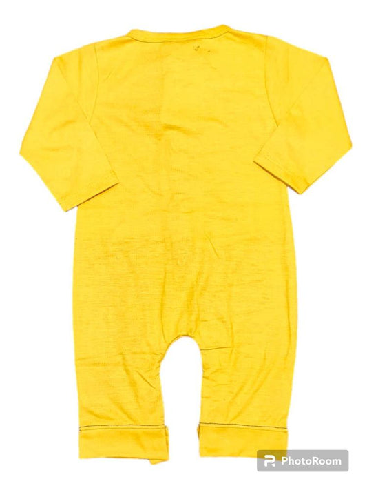 2 Pcs Unisex Denim Printed Romper Set – Yellow | Jersey Fabric | Casual Daily Wear for Baby Boys & Girls (0–12 Months)