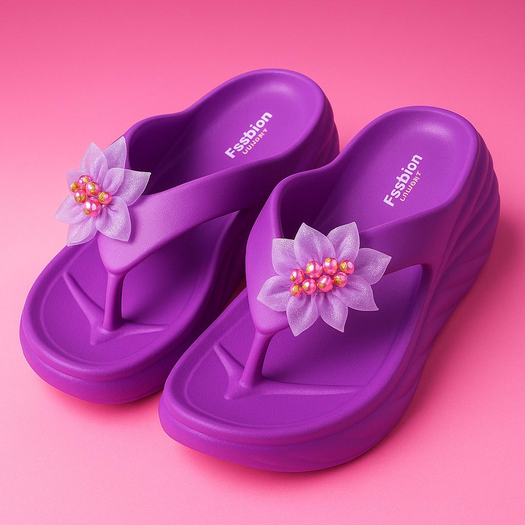 JS Junoon Women’s Casual EVA Sandals – Purple, Lightweight, Comfortable Everyday Footwear