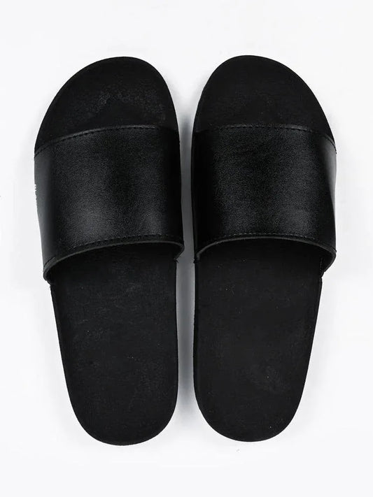 Black Camel Men’s PU Leather Slide Slippers – Black - JSJunoon.com