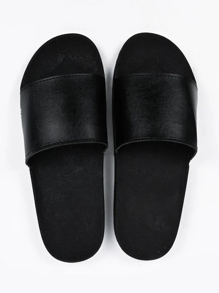 Black Camel Men’s PU Leather Slide Slippers – Black - JSJunoon.com