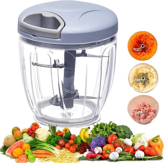 Manual Food Chopper – 900ml Capacity, Multicolor, 1 Pc - JSJunoon.com
