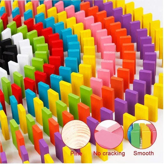 Wooden Dominos 100 Block Multicolor Educational Toy for Kids - JSJunoon.com