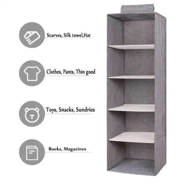 5-Layer Foldable Hanging Closet Organizer – Non-Woven Fabric - JSJunoon.com