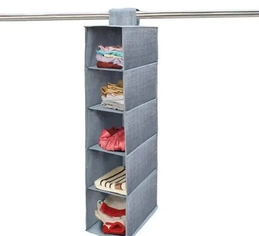 5-Layer Foldable Hanging Closet Organizer – Non-Woven Fabric - JSJunoon.com