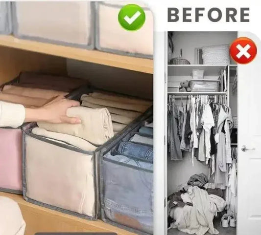 7-Grids Jeans Organizer – Non-Woven Fabric & PVC Closet Storage - JSJunoon.com
