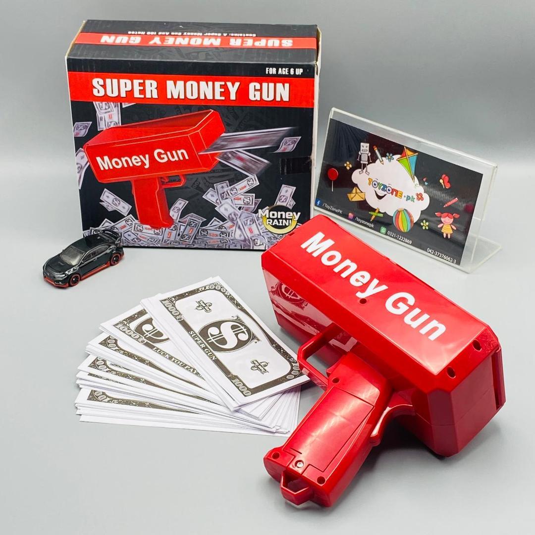 Red Money Gun Toy with 100 Pcs Play Cash – Fun Stress Relief Gift - JSJunoon.com