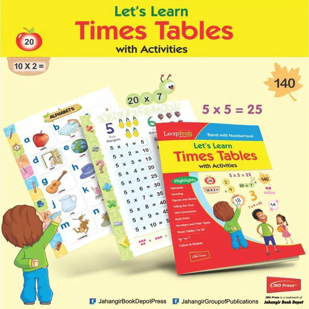Let's Learn Times Tables – A5 Educational Book for Kids – Flexible Paper - JSJunoon.com