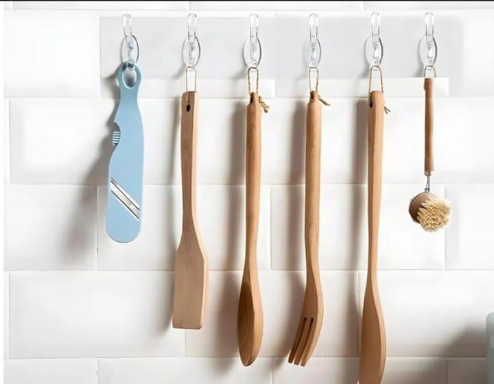 6 Pcs Transparent Wall Hanger Hooks – Durable ABS Plastic, Easy-to-Use Household Organizers