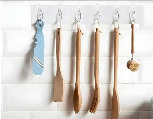 6 Pcs Transparent Wall Hanger Hooks – Durable ABS Plastic, Easy-to-Use Household Organizers - JSJunoon.com