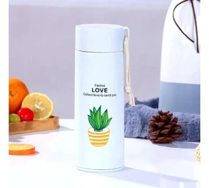 Cactus Design Insulated Water Bottle – 500ml Transparent ABS Plastic Gym Bottle, Leak-Proof & Durable | 1 Pc - JSJunoon.com