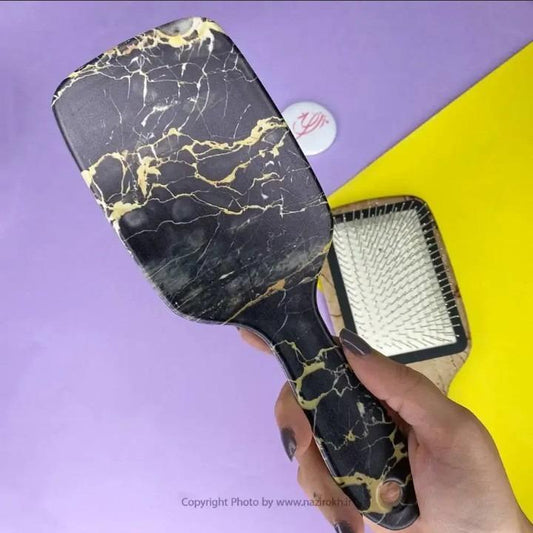 JS Junoon Nitro Paddle Detangler Hair Brush – Wooden Black Hairbrush for Smooth Styling