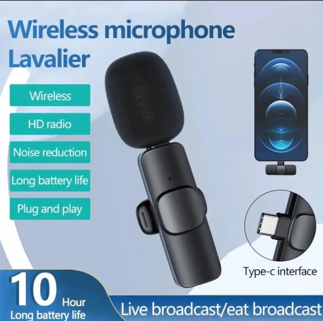 K8 Wireless 3-in-1 Noise Reduction Microphone | Bluetooth 5.0 with Type-C, Android & iOS Receivers – Black - JSJunoon.com