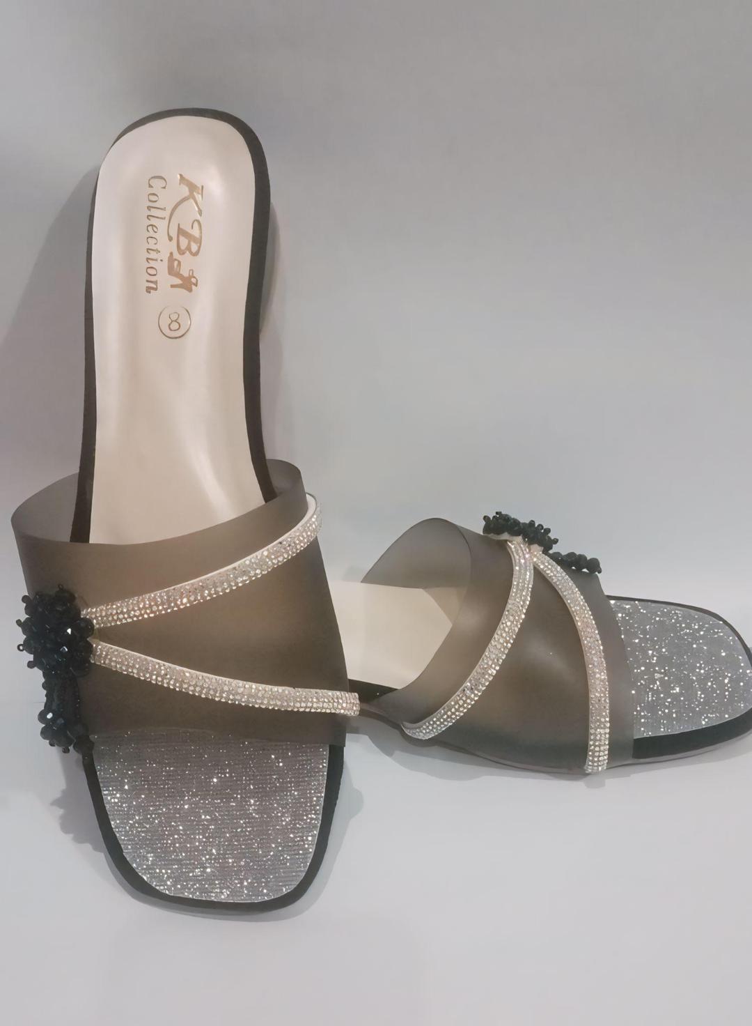 JS Junoon Women’s Fancy Black Rexine Sandals – Elegant Party Wear – Sizes 7–11