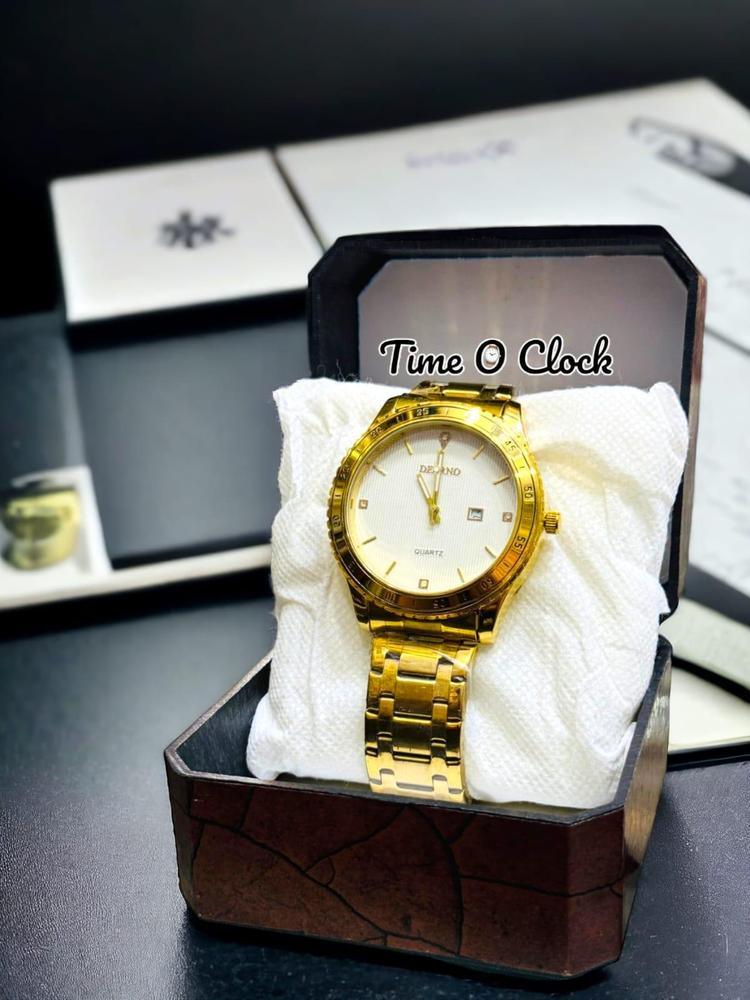 JS JUNOON Men's Golden Analogue Watch – Stainless Steel Chain Strap, Round Case, Stylish & Durable, 1 Pc - JSJunoon.com