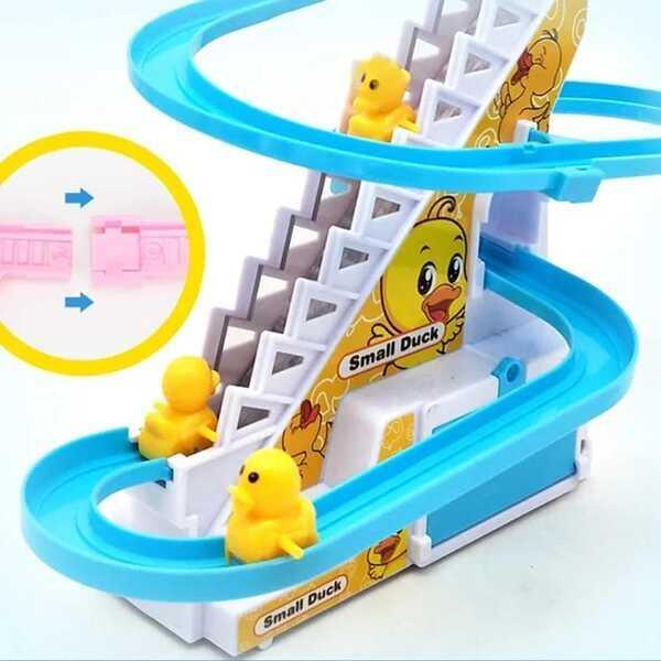 Small Ducks Climbing Toy | Electric Duck Race Track with LED Lights & Music – Blue - JSJunoon.com