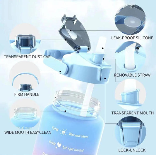 JS JUNOON Gym Water Bottles Pack of 3 – Multicolor, 300ml/800ml/2000ml