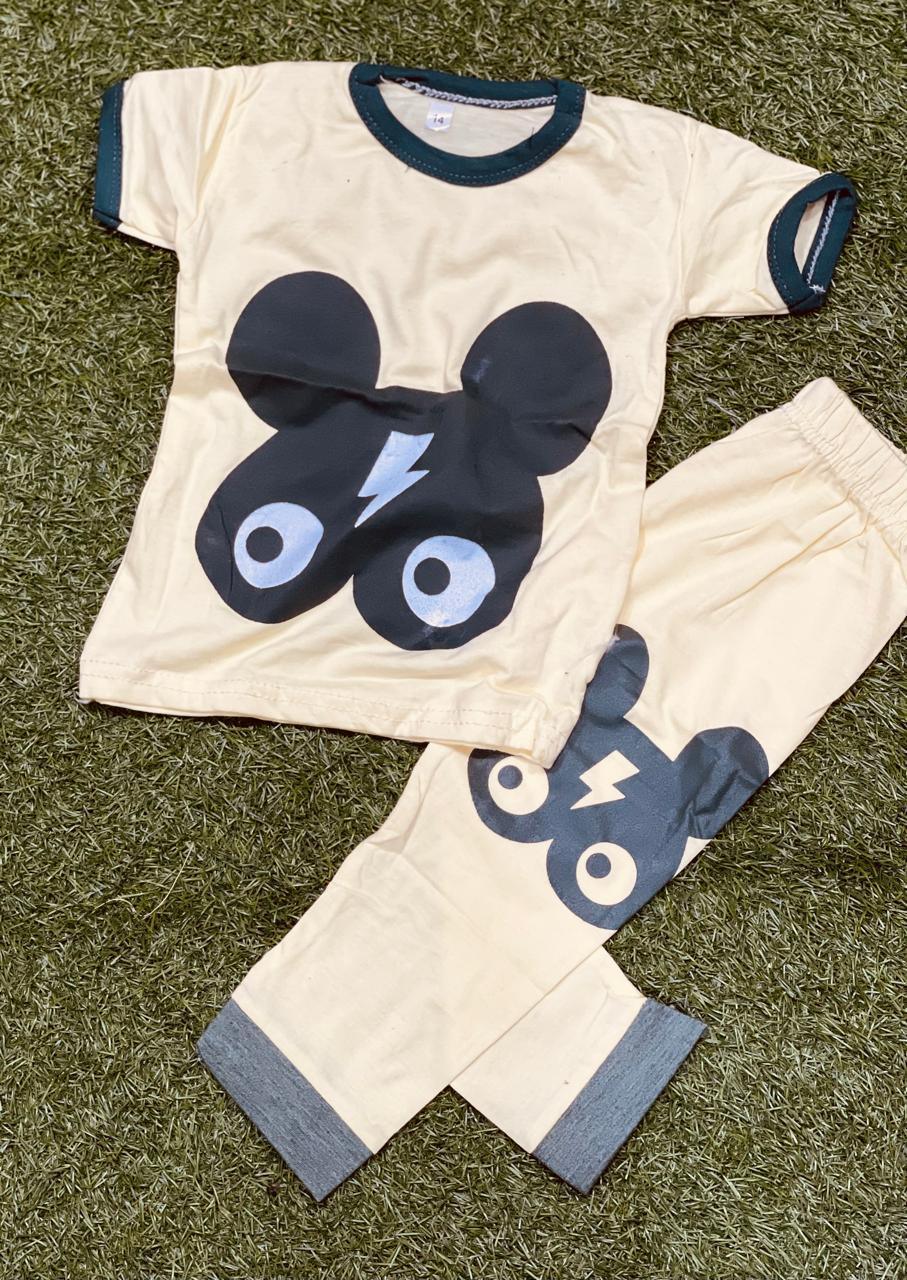2 Pcs Girl’s Cotton Jersey Printed Night Suit | Kids Nightwear Pajama & Shirt Set | Ages 1–5 Years - JSJunoon.com