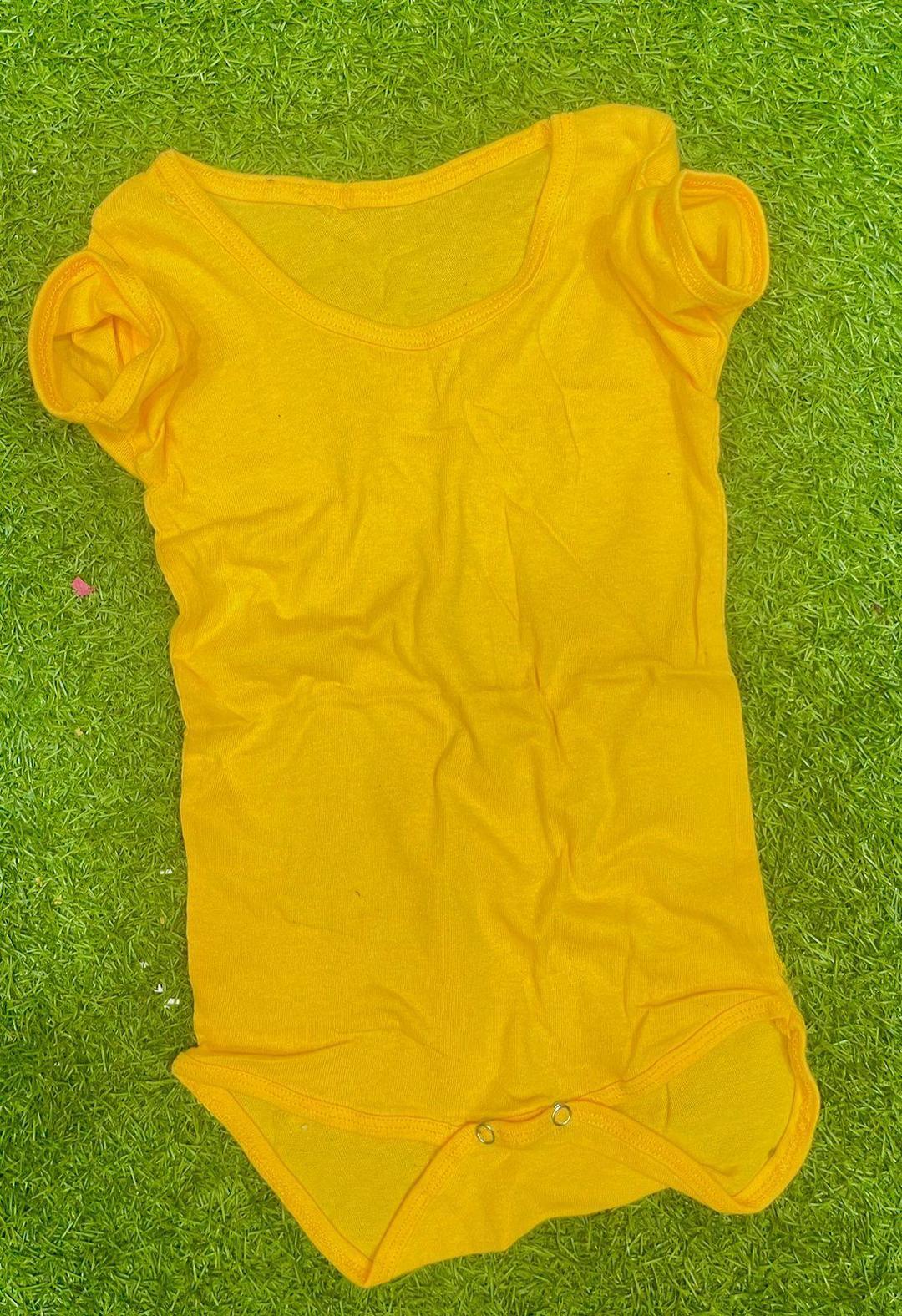Baby Cotton Plain Romper Set – Soft & Comfortable Outfit for Boys and Girls (6–14 Months, Yellow) - JSJunoon.com