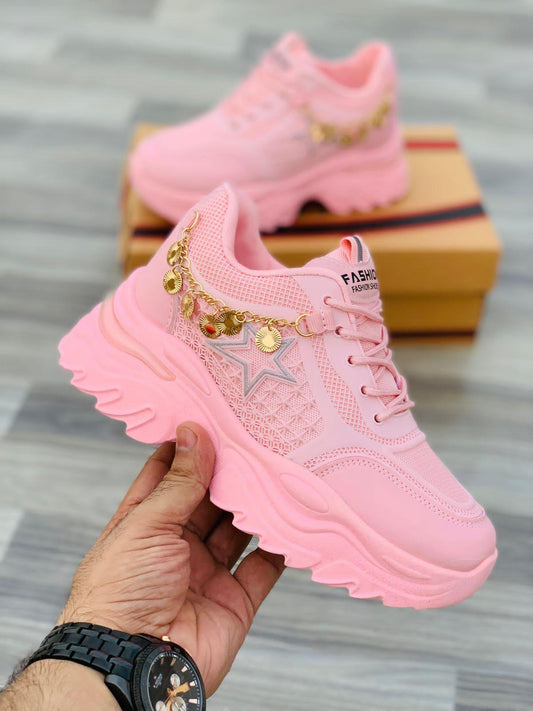 JS Junoon Women’s High Soul Premium Shoes – Pink & White – Sizes 6–11 - JSJunoon.com
