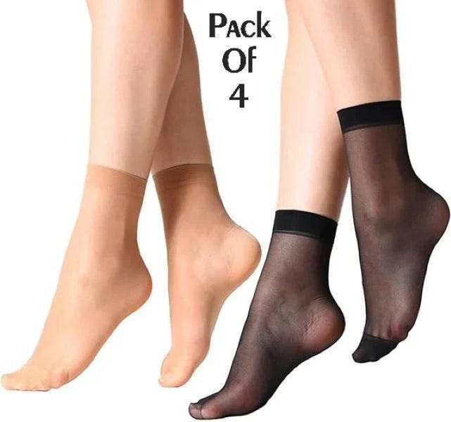 JS JUNOON -Multicolor Women’s Sheer Ankle Length Socks – Pack of 4 Pairs for Everyday Wear - JSJunoon.com