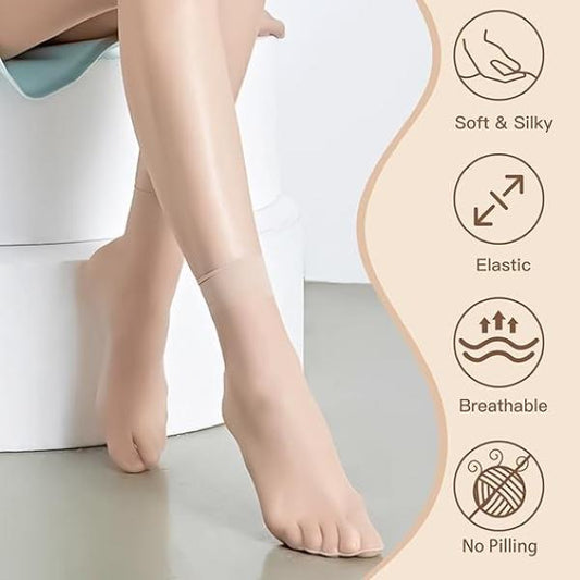 JS JUNOON -Multicolor Women’s Sheer Ankle Length Socks – Pack of 4 Pairs for Everyday Wear