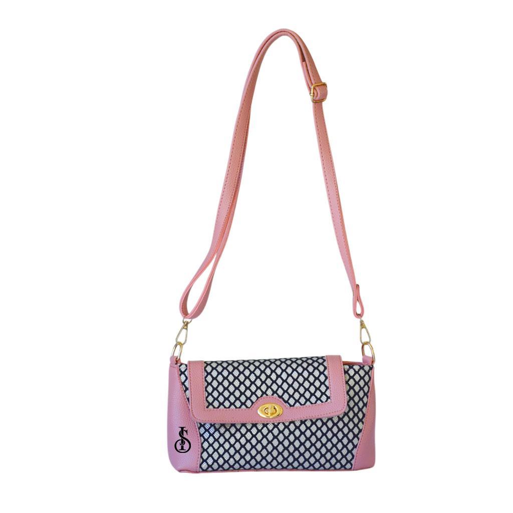 Women’s Textured PU Leather Shoulder Bag – Stylish Pink Handbag