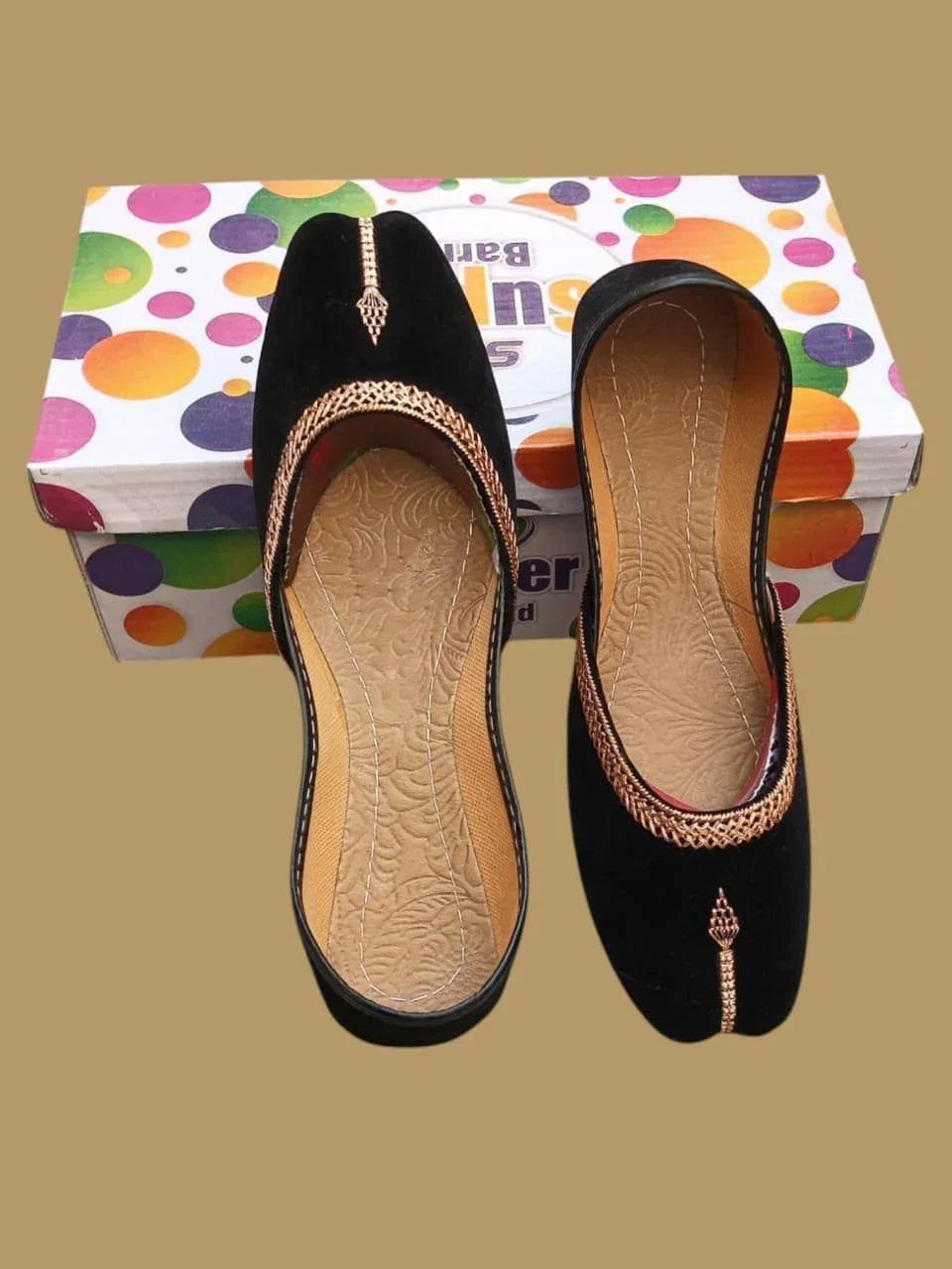 Stylish Velvet Women's Khussa with Elegant Thread Work – Comfortable Casual Footwear (Sizes 5–10) - JSJunoon.com