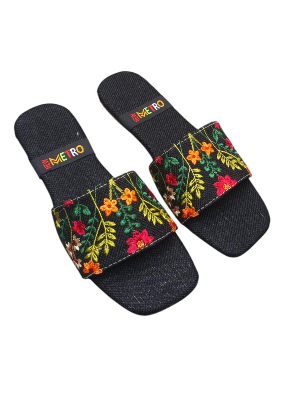 JS JUNOON - Women's Jute Embroidered Formal Flats – Red, Black, Maroon