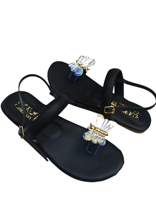 JS Junoon Stylish Women’s Fancy Black Fabric Kolhapuri Chappal – Sizes 6–10