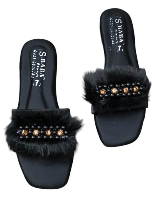 JS Junoon Stylish Women’s Casual PVC Flats – Black – Sizes 6–11