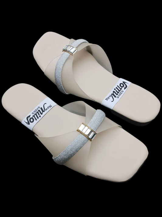 JS Junoon Stylish Women's Casual Flats – PU Fabric & PVC Durable Everyday Footwear