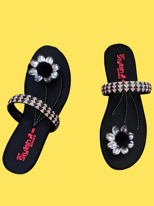 JS Junoon Women's Satin Semi-Formal Gemstone Flats - JSJunoon.com