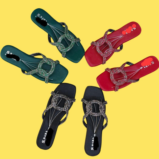 JS Junoon Women’s Satin Rhinestone Formal Flats – Maroon – Sizes 6–10