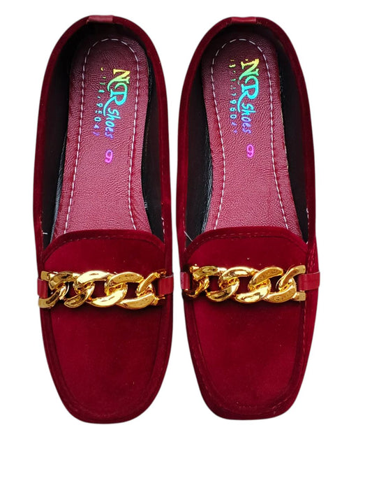 JS Junoon Women’s Velvet Semi-Formal Pumps – Maroon – Sizes 36–41