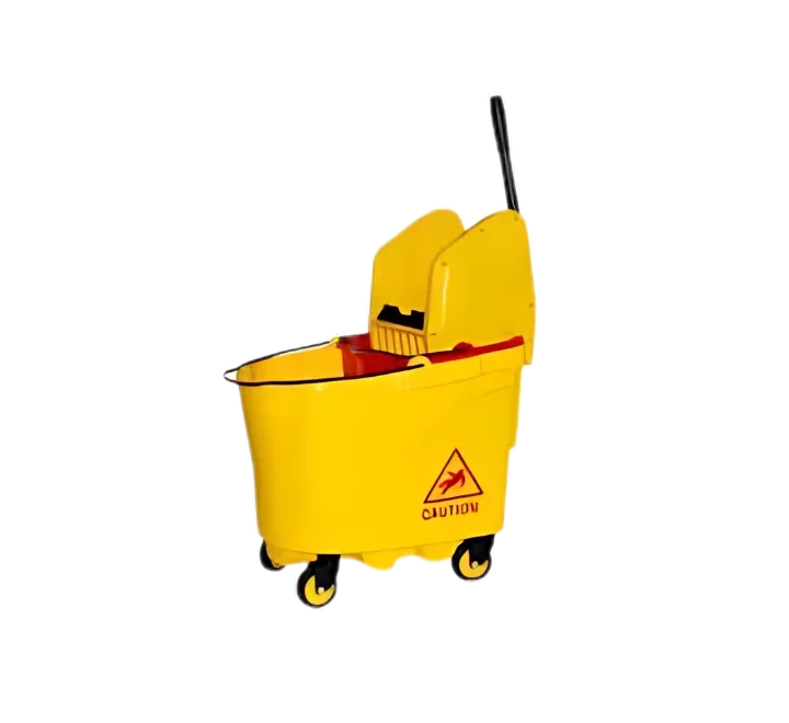 Nuctom B-046B Down Press Single Mop Bucket Trolley – 35L Yellow Commercial Cleaning Bucket - JSJunoon.com