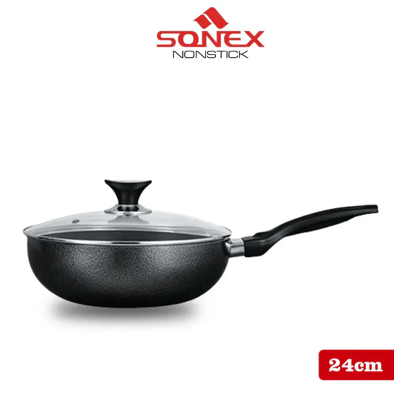 JS Junoon Sonex Glass Lid Classic Wok – 24/26/28 cm Nonstick Karahi - JSJunoon.com