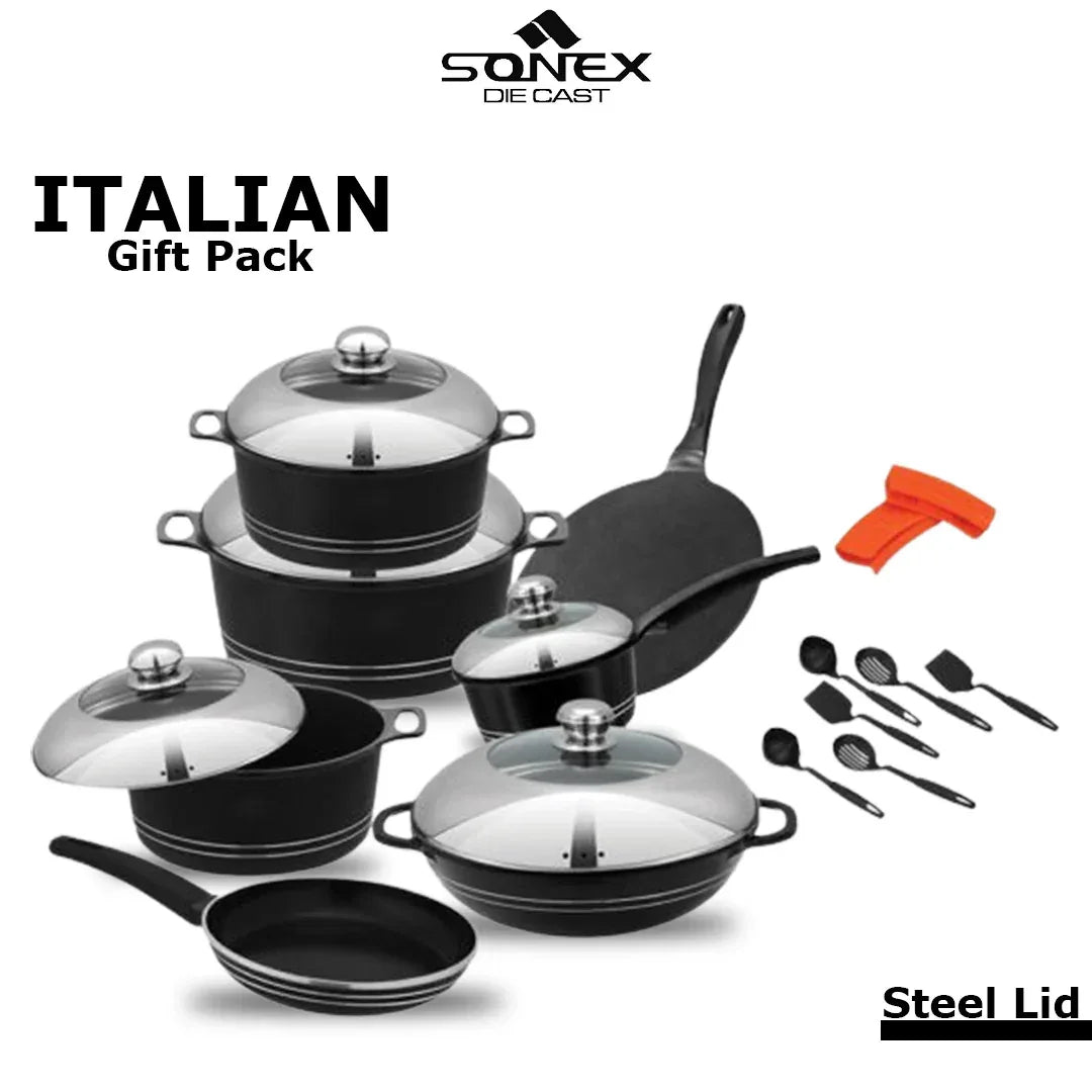 JS Junoon Sonex ITALIA Gift Pack – 20 Pcs Kitchenware Set with Steel Lids - JSJunoon.com