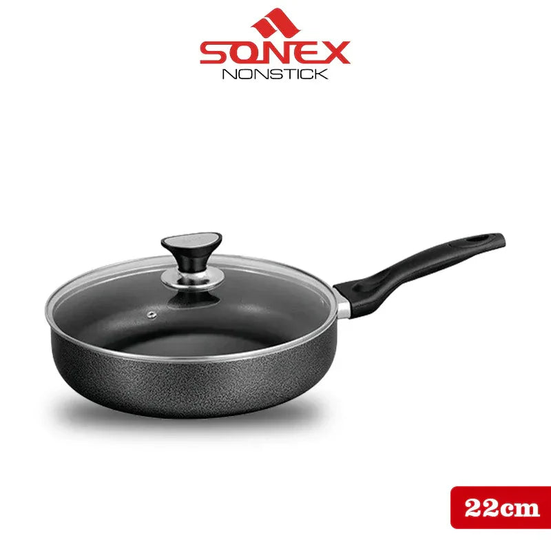 JS Junoon Sonex Classic Frypan with Glass Lid – 22/24/26 cm Nonstick Frying Pan - JSJunoon.com