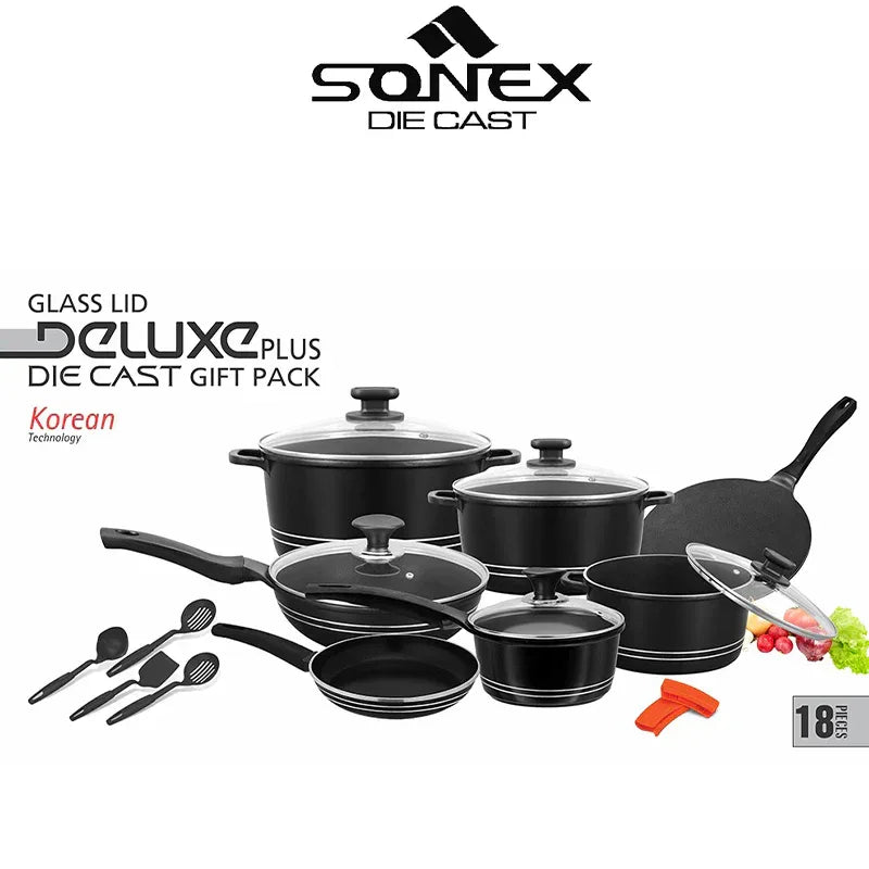 JS Junoon Sonex Die Cast Deluxe Gift Pack – 18Pcs Premium Cookware Set - JSJunoon.com