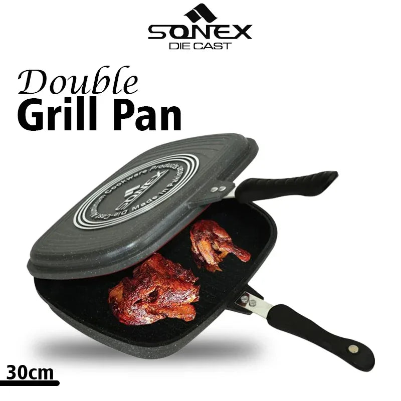 JS Junoon Sonex Die Cast Double Grill Pan – 30 cm Nonstick Grill Pan - JSJunoon.com