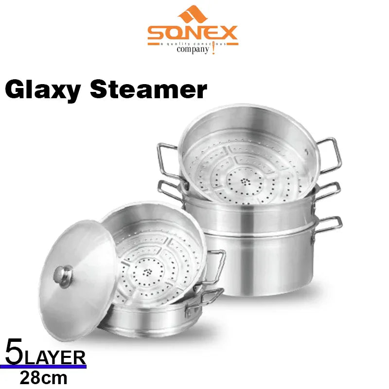 JS Junoon Sonex Galaxy Steamer – 5 Layer Cooking Steamer (28cm & 32cm) – 5 Litre Capacity - JSJunoon.com