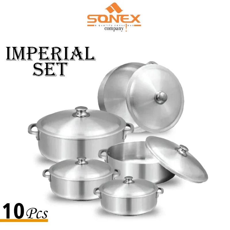 JS Junoon Sonex Imperial Metal Finish Set – 10 Pcs Durable Cooking Cookware - JSJunoon.com