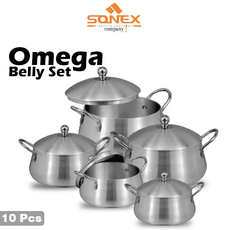 JS Junoon Sonex Omega Belly Set – 10 Pcs Durable Metal Finish Cookware - JSJunoon.com