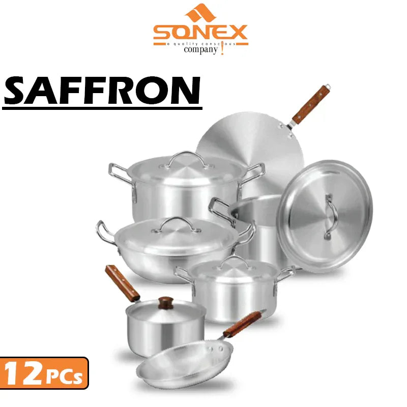 JS Junoon Sonex SAFFRON Metal Finish Cooking Set – 12 Pcs Durable Cookware Collection - JSJunoon.com