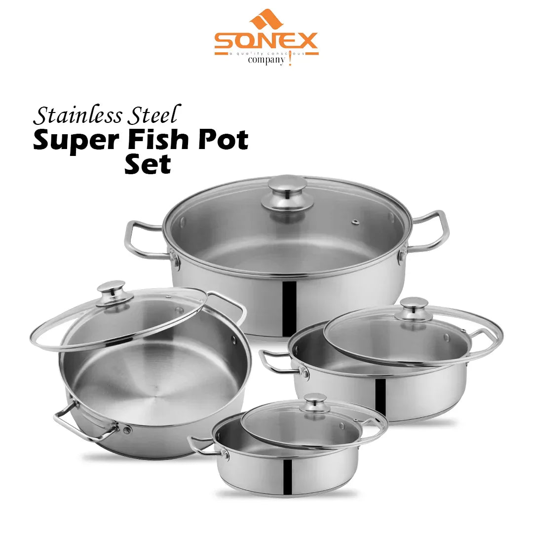 JS Junoon Sonex Fish Pot Set – Stainless Steel Durable Cookware 4Pcs - JSJunoon.com