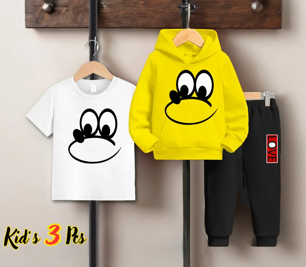 Kids 3 in 1 Winter Tracksuit | Hoodie + T-Shirt + Trouser | Premium Soft Fleece | Cozy & Stylish Outfit (Ages 2–10 Years) - JSJunoon.com