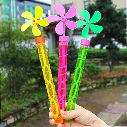 24 Pcs Bubble Stick with Windmill Fan – Multicolor Outdoor Bubble Blower Toy for Kids (Ages 1–10) - JSJunoon.com